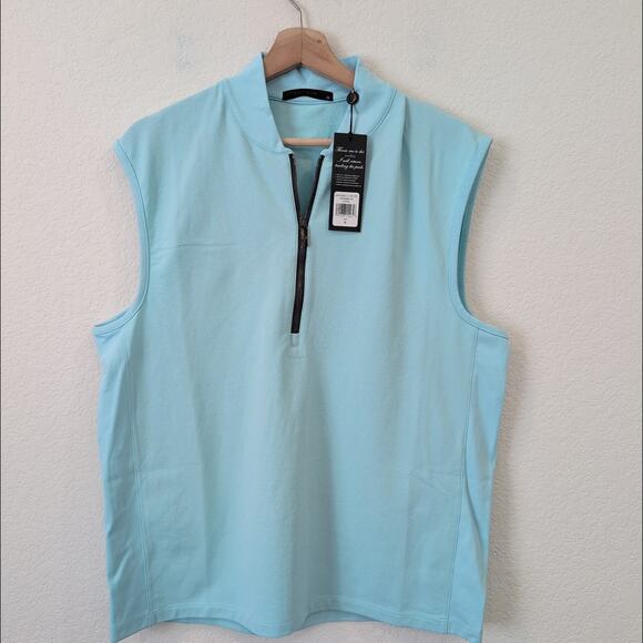 Greyson Golf Vest Siasconset Stand Collar 1/4 Zip Medium Blue Cattail MSRP $130 - Picture 7 of 10